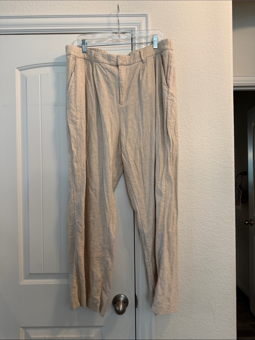 Hollister Beige Linen Ultra High-Rise Livvy Wide Leg Pant, Sz XXL